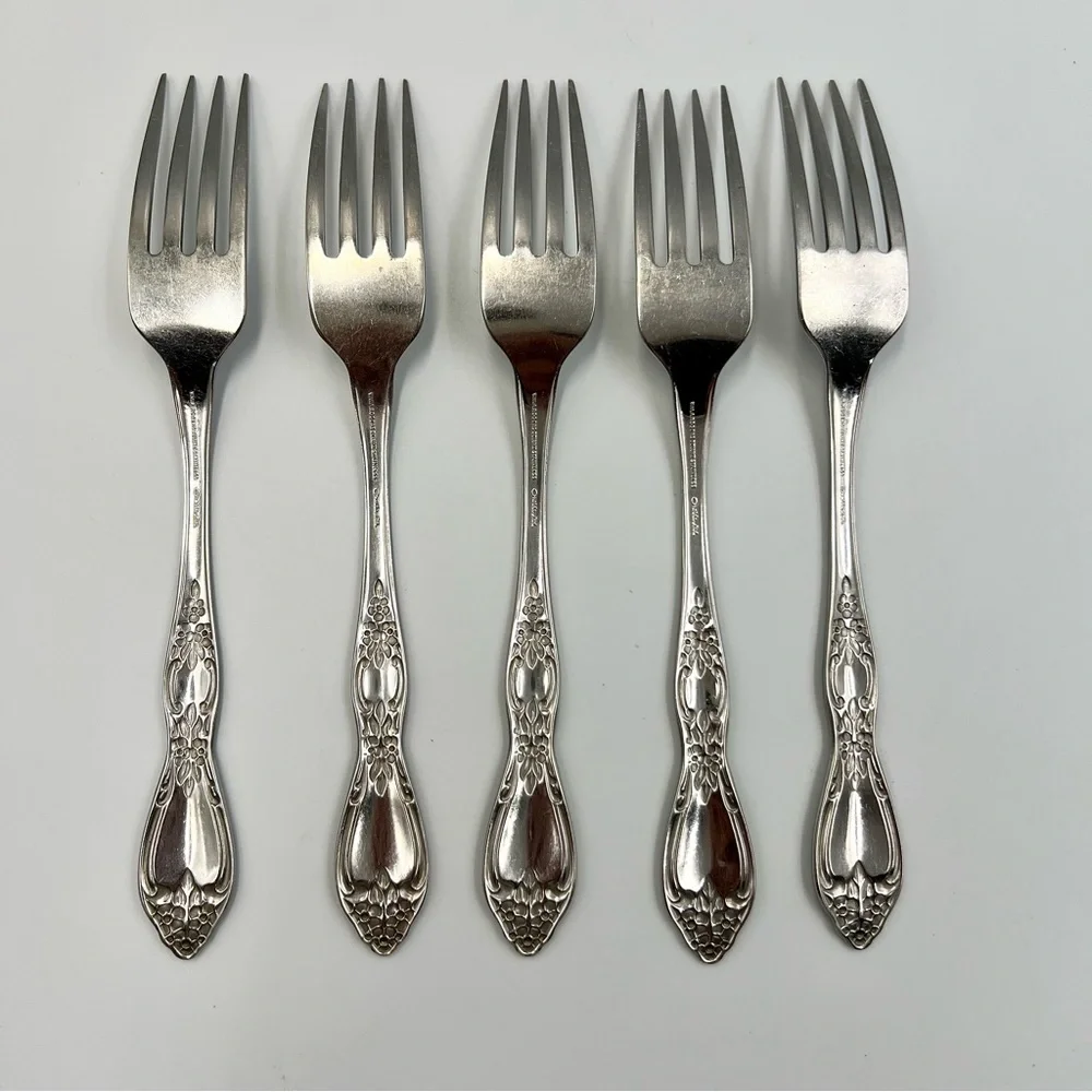 Vintage Oneida WMA Rogers Huntington Stainless Flatware Dinner Fork Set of 5 - Picture 6 of 10